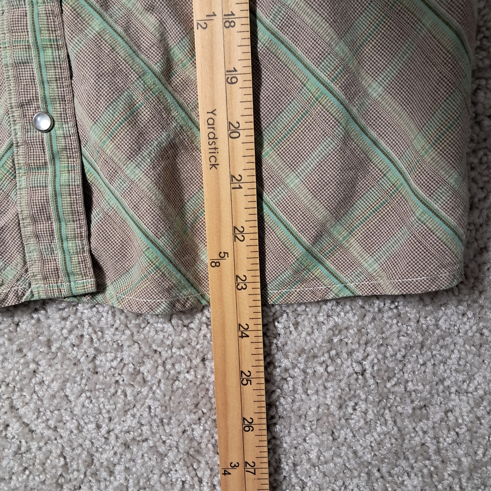 Ruff Hewn Womens Medium Pearl Snap Shirt Brown and Green Checkered - Picture 7 of 11